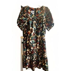 Hilo Hattie’s Hawaii Blue Puff Sleeve Midi Length Muumuu Dress Size M. J